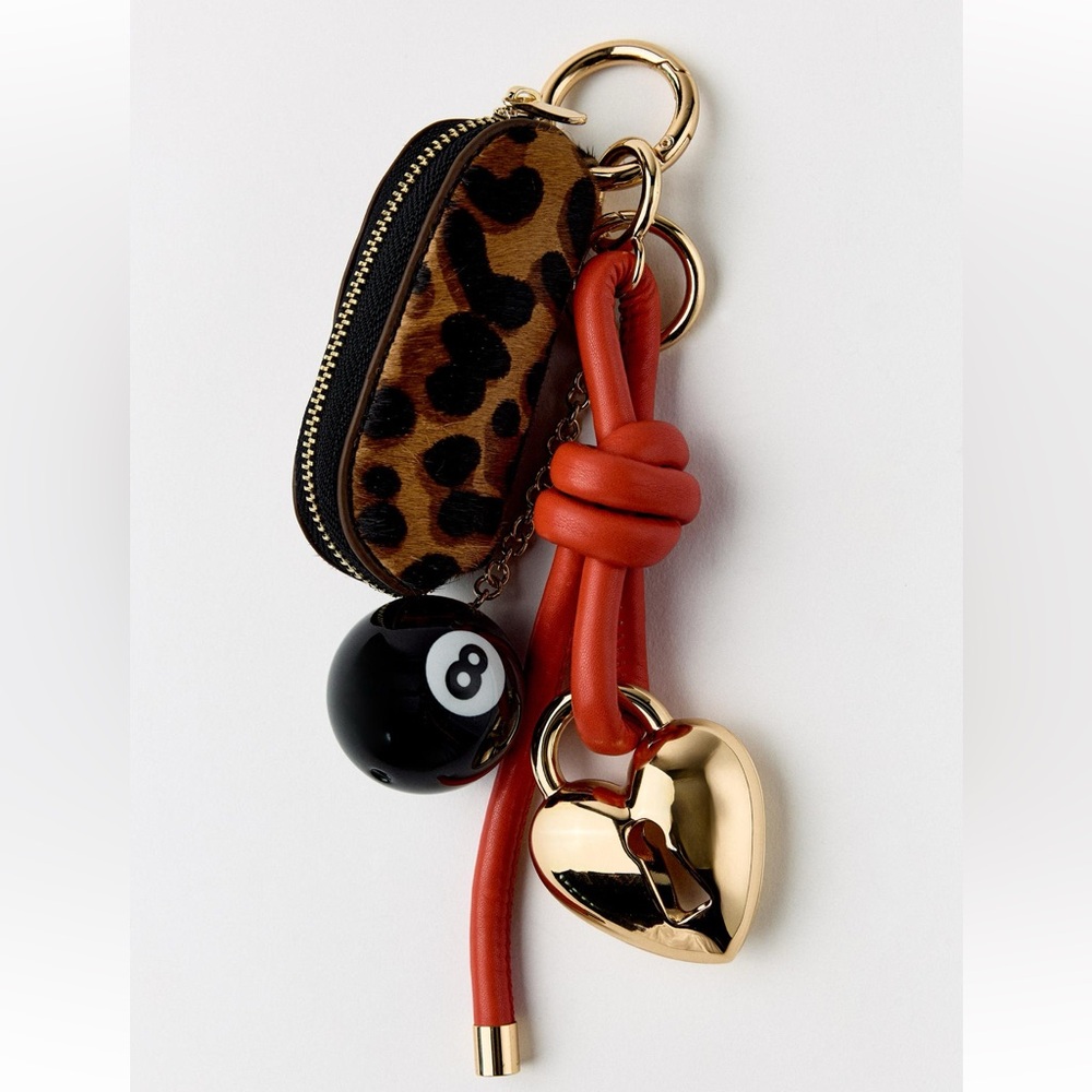 Zara Leopard Print and Gold Charm Keychain
